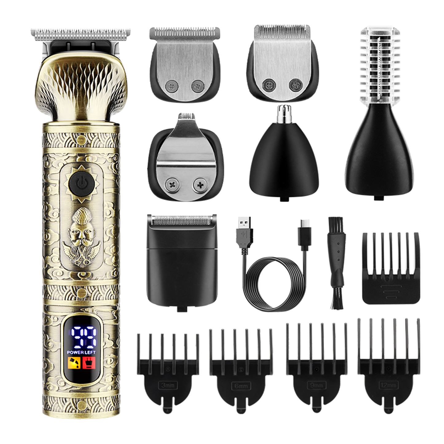 BASILKIT Electric Hair Trimmer for men,7-in-1 Body Shaver Groomer Safe Suitable, Shaver Rechargeable Waterproof Wet And Dry