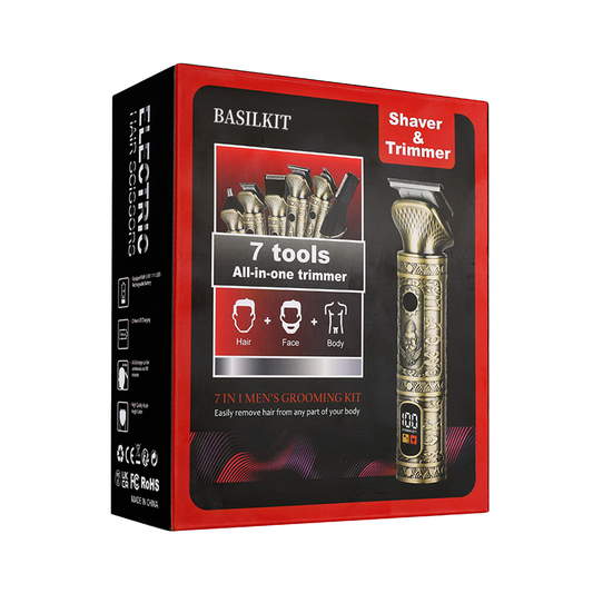 BASILKIT Electric Hair Trimmer for men,7-in-1 Body Shaver Groomer Safe Suitable, Shaver Rechargeable Waterproof Wet And Dry