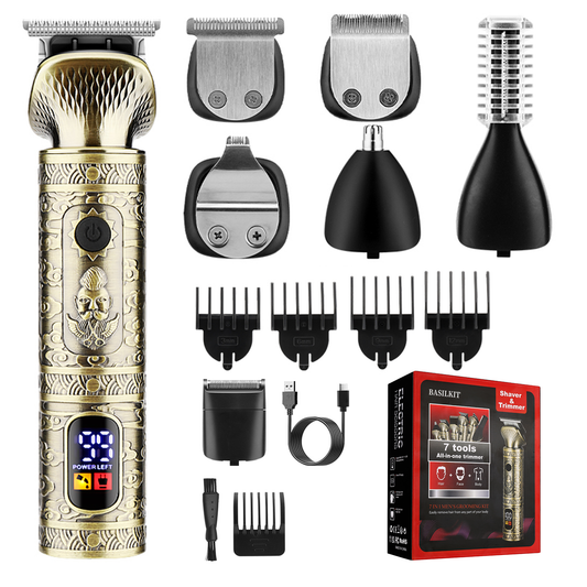 BASILKIT Electric Hair Trimmer for men,7-in-1 Body Shaver Groomer Safe Suitable, Shaver Rechargeable Waterproof Wet And Dry