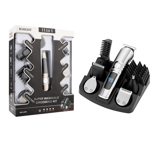 BASILKIT Electric Hair Trimmer for men,11-in-1 Body Shaver Groomer Safe Suitable, Shaver Rechargeable Waterproof Wet And Dry,black